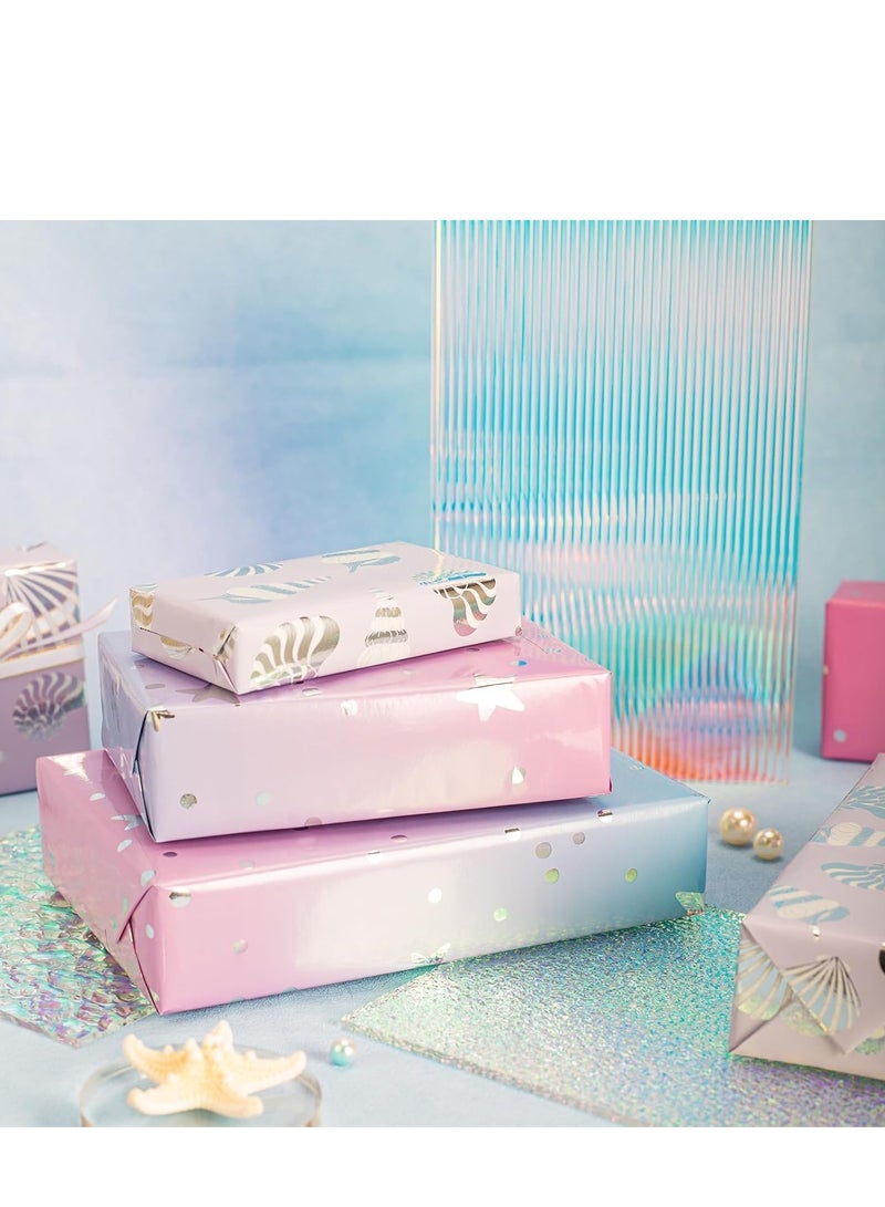 لفات ورق تغليف عيد الميلاد، 3 لفات متعددة الألوان تصاميم مطبوعة مختلفة لفات ورق تغليف الهدايا لفات صغيرة لمناسبات متعددة (3 لفات) - Image 5