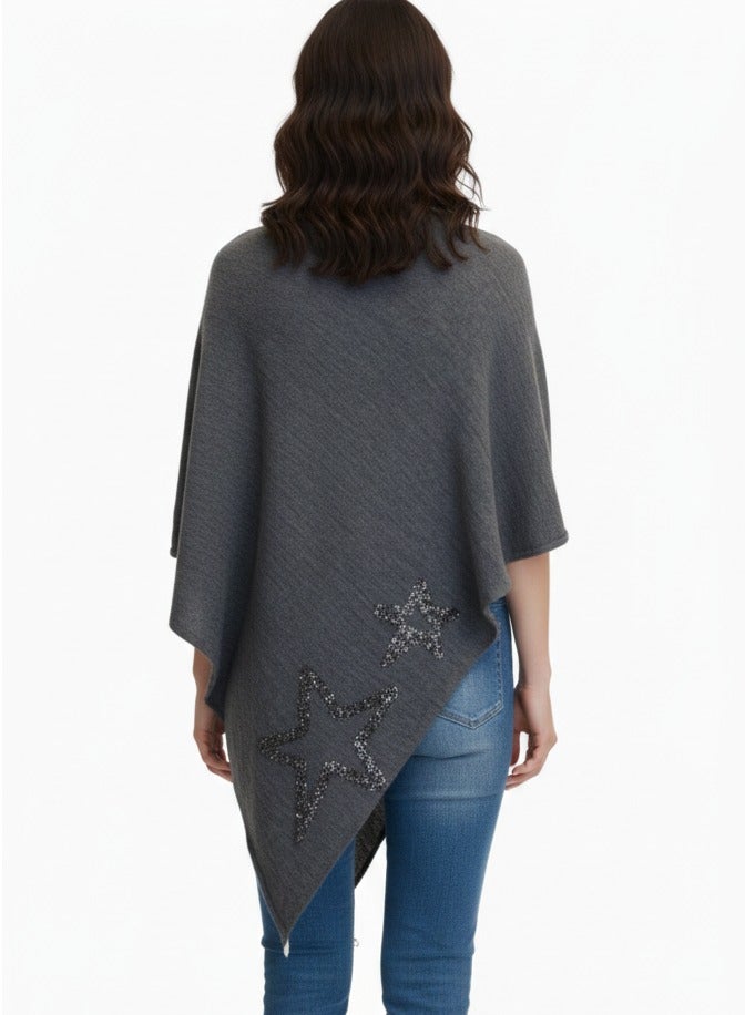 Women multiway sequin star poncho grey - Image 3