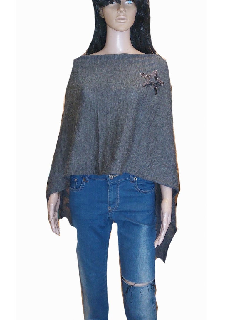 Women multiway sequin star poncho grey  - Image 3