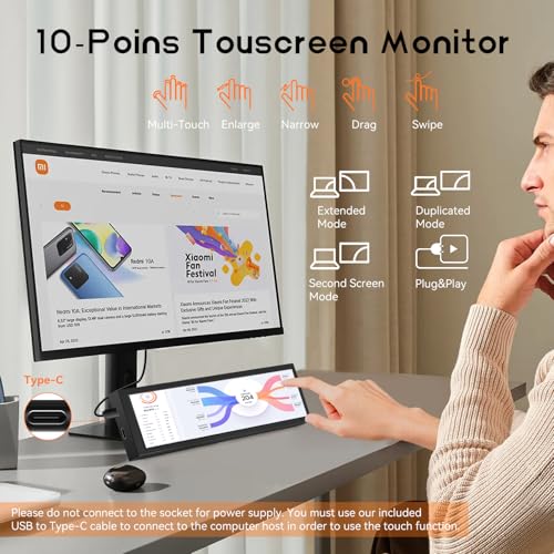 AISHICHEN 8.8 Inch Small Touchscreen Monitor, PC Temperature Display, PC Sensor Panel Display, IPS USB Mini Screen for Raspberry Pi, AIDA64 CPU RAM Data Temperature Monitor for ARGB Computer Case - Image 4