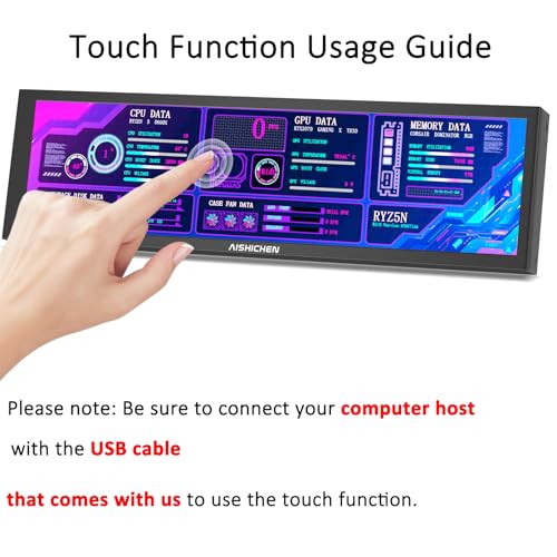 AISHICHEN 8.8 Inch Small Touchscreen Monitor, PC Temperature Display, PC Sensor Panel Display, IPS USB Mini Screen for Raspberry Pi, AIDA64 CPU RAM Data Temperature Monitor for ARGB Computer Case - Image 5