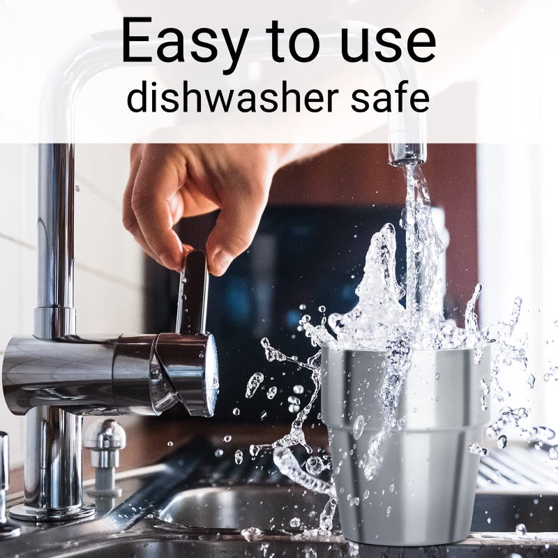 Beasea الفولاذ المقاوم للصدأ معزول الكوب 10 أوقية أكواب من الفولاذ المقاوم للصدأ القابلة للتكديس مجموعة من 4 كوب معدني صغير مزدوج الجدار الفراغ المعزول أكواب الكؤوس - Image 5