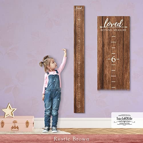 Back40Life Farmhouse Style Wooden Kids Growth Chart Ruler for Boys and Girls (Rustic Brown - WHT) - Image 2