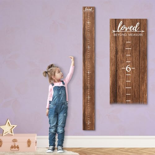 Back40Life Farmhouse Style Wooden Kids Growth Chart Ruler for Boys and Girls (Rustic Brown - WHT) - Image 1