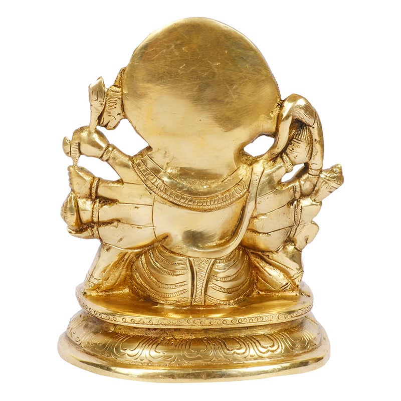 Kartique Brass God Bajrangbali Sankat Mochan Panchmukhi Hanuman Idol Statue Murti for Home Office Entrance Decor Temple Mandir Pooja Puja Gold 7 Inches - Image 5