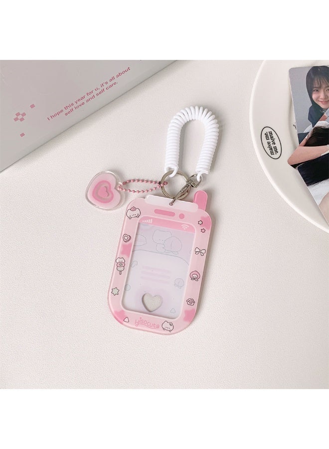 NIBEMINENT 1 - Piece Cartoon Graffiti Kpop Photo Card Holder Pendant Key Chain ID Badge Holder ID Card Holder Photo Card Protector for School ID Office ID Access Card for Women Girls - Image 1