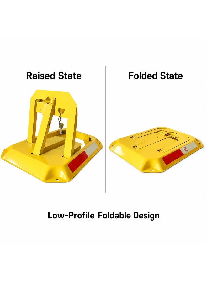 Gasin Manual Foldable Parking Lock With Key Lock, Heavy Duty Anti-Collision Parking Space Barrier, Helps Prevent Unauthorized Parking, Yellow, 5kg - Image 4