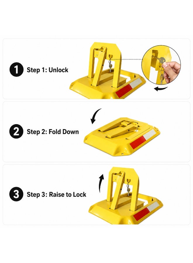 Gasin Manual Foldable Parking Lock With Key Lock, Heavy Duty Anti-Collision Parking Space Barrier, Helps Prevent Unauthorized Parking, Yellow, 5kg - Image 5