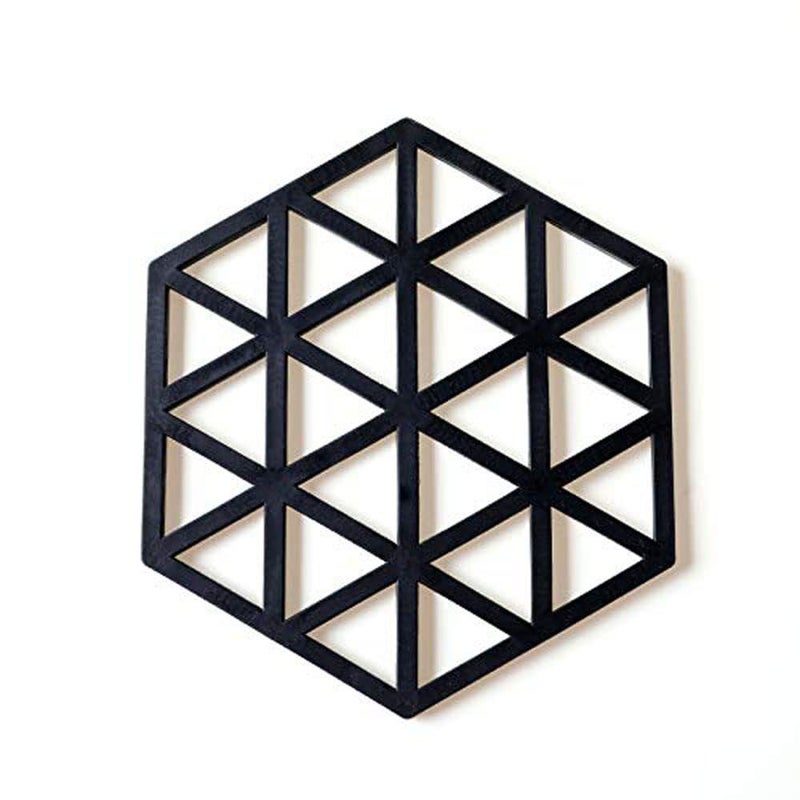SIYANSHU Silicone Trivet Mats and Hot Pads 3 Pcs 6.33 5.5 in Hexagon Heat Resistant Multifuntion Kitchen Tool for Bowl Mats, Dish Mats, Placemats, and Drink Coasters (Pack of-3, Black-Triangle) - Image 5