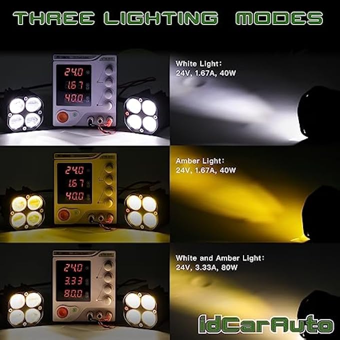idCarAuto Led Pods Off Road Fog Lights White Amber Spot Beam Ditch Lights 2Pcs 40W For Jeep Truck Motorcycle Suv Atv Utv 4X4 Pickup - Image 4