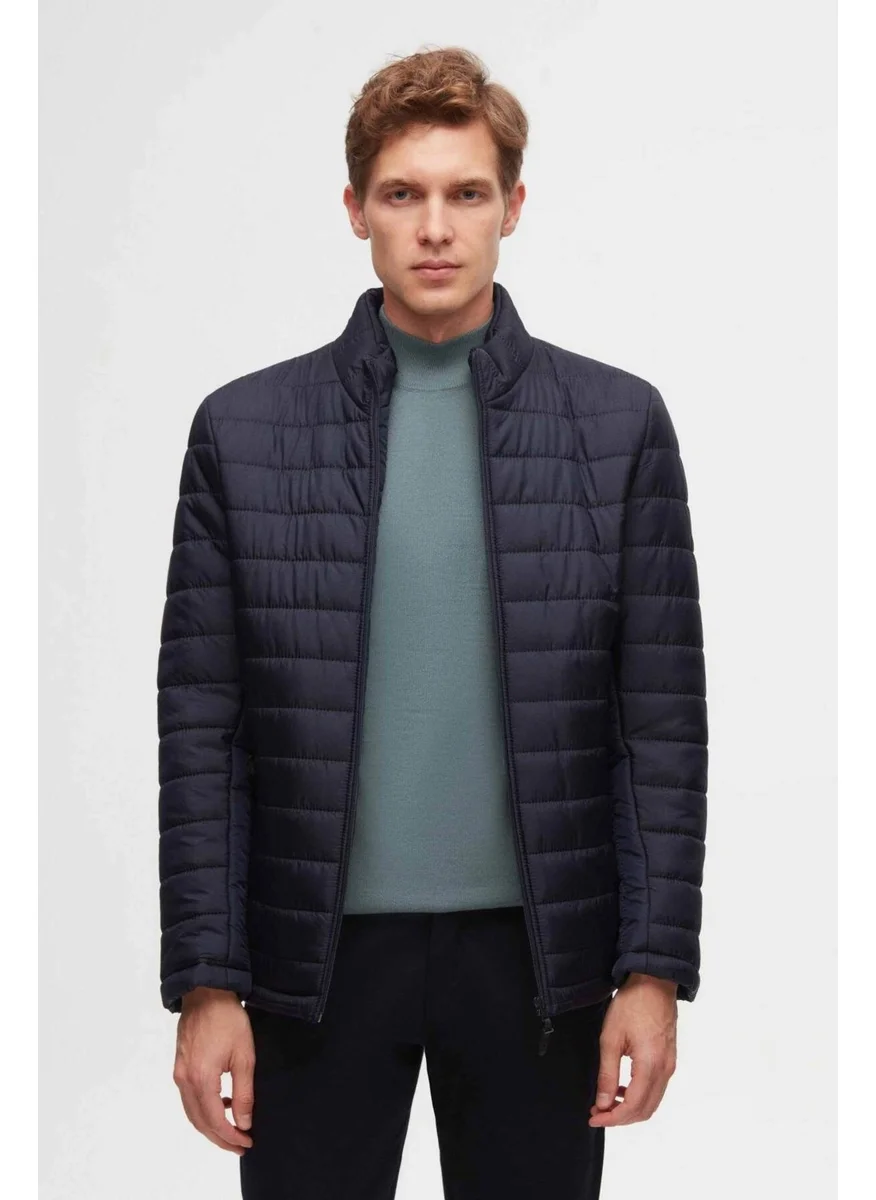 دي أس دامات Ds Damat Slim Fit Navy Blue Windproof Fiber Filled Coat 3HF07ORT04262