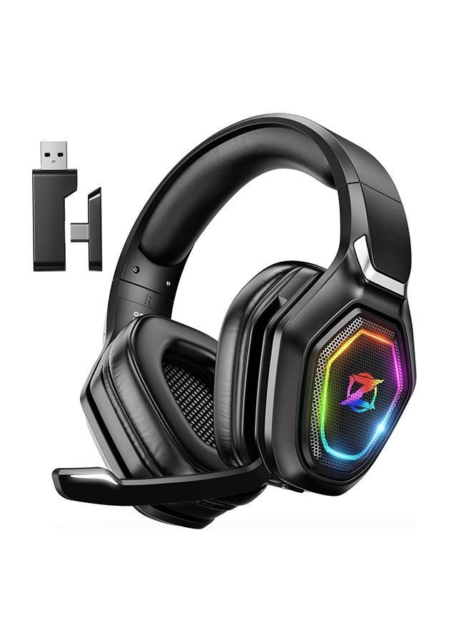 2.4GHz Wireless Gaming Headset with Microphone, 2.4G USB & Type C Transmitter - 60h Battery Life - RGB Lighting Gaming Headphones for PS5, PS4, PC, Phone - Image 1