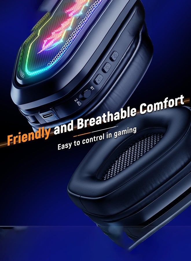 2.4GHz Wireless Gaming Headset with Microphone, 2.4G USB & Type C Transmitter - 60h Battery Life - RGB Lighting Gaming Headphones for PS5, PS4, PC, Phone - Image 4