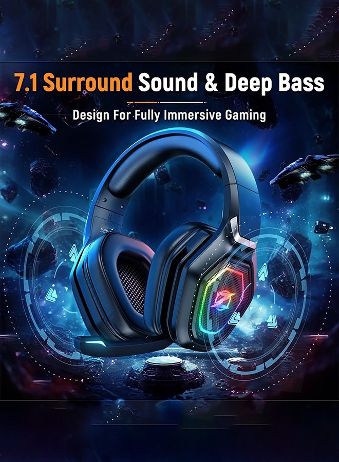 2.4GHz Wireless Gaming Headset with Microphone, 2.4G USB & Type C Transmitter - 60h Battery Life - RGB Lighting Gaming Headphones for PS5, PS4, PC, Phone - Image 3