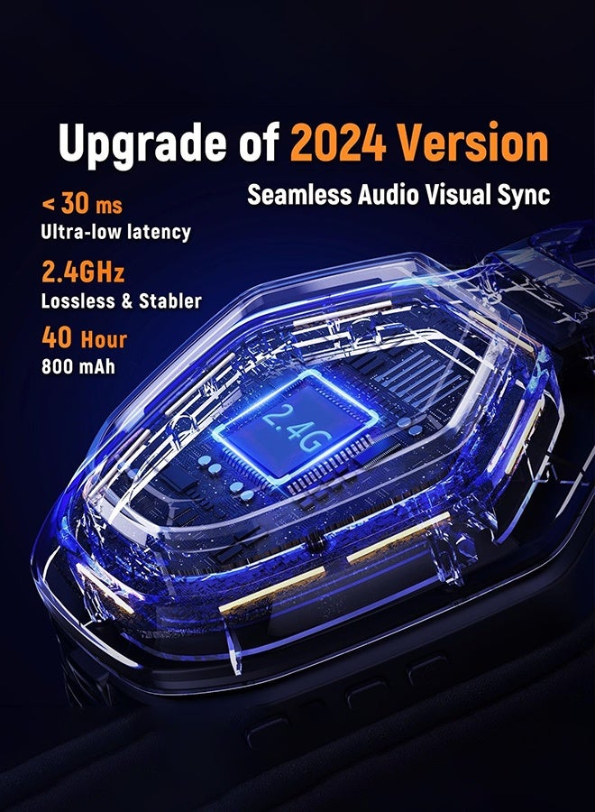 2.4GHz Wireless Gaming Headset with Microphone, 2.4G USB & Type C Transmitter - 60h Battery Life - RGB Lighting Gaming Headphones for PS5, PS4, PC, Phone - Image 2