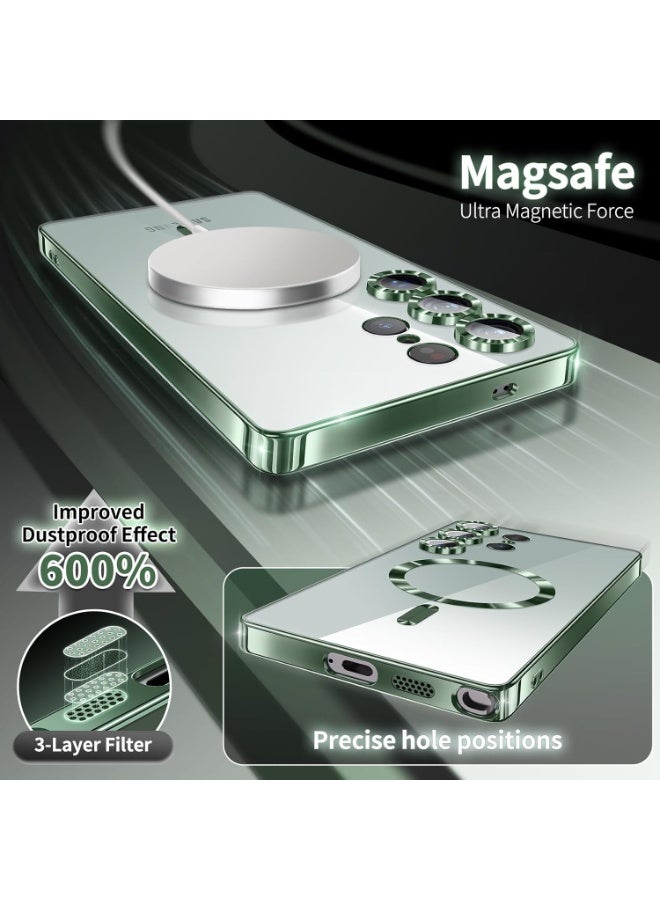 ACLIX Galaxy S25 Ultra Case, Magnetic Case [Compatible with Mag-safe] S25 Ultra Camera Lens Protector Slim Luxury Plating Transparent Shockproof Galaxy S25 Ultra 5G Cover 6.9 Inch (Green) - Image 5