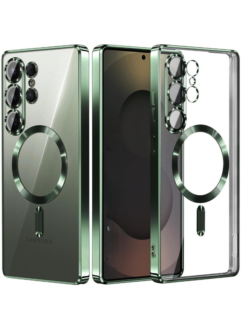 ACLIX Galaxy S25 Ultra Case, Magnetic Case [Compatible with Mag-safe] S25 Ultra Camera Lens Protector Slim Luxury Plating Transparent Shockproof Galaxy S25 Ultra 5G Cover 6.9 Inch (Green) - Image 1