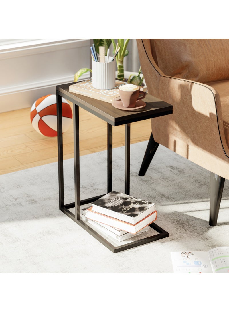 RIGID طاولة جانبية على شكل C، لون أسود، 58.5x48x28 سم - Image 3