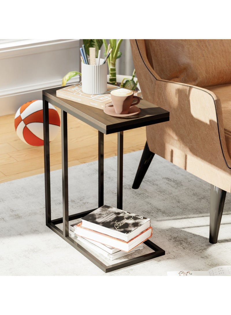 RIGID طاولة جانبية على شكل C، لون أسود، 58.5x48x28 سم - Image 4