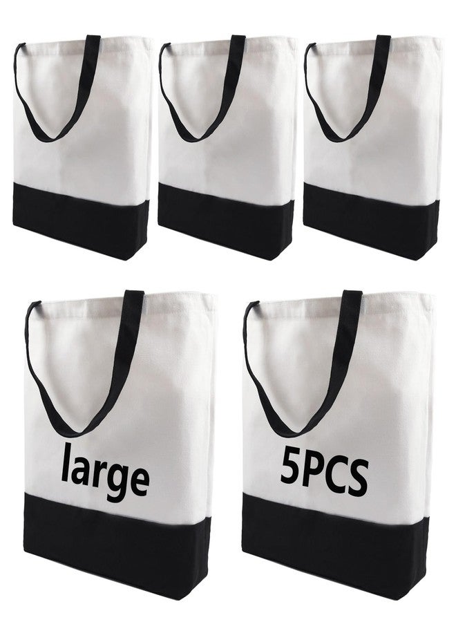 OKBA 5 pcs Sublimation Tote Bags,polyester tote bags for sublimation, blank canvas tote bags for DIY Crafting and Decorating 15 * 18.5 * 4 in - Image 1