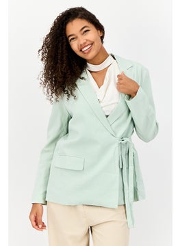 Urban Revivo Women Regular Fit Solid Casual Blazer, Dusty Green  - Image 1