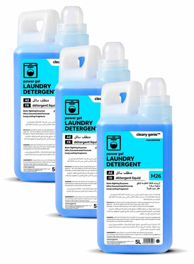 cleany genie Long Lasting Power Gel Laundry Detergent Liquid 3x5L  - Image 2