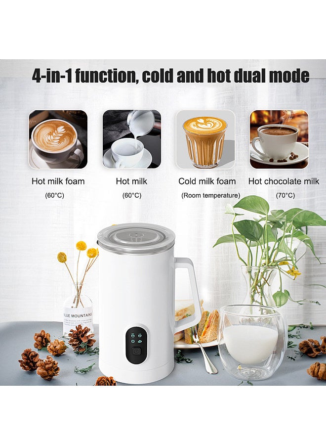 Electric Milk Frother 4-in-1 400W 580ml/19.61oz Hot and Cold Milk Foamer Silent Operation Anti Slip Stainless Steel Milk Steamer for Latte Cappuccinos Macchiato Hot Chocolate Milk  - Image 5