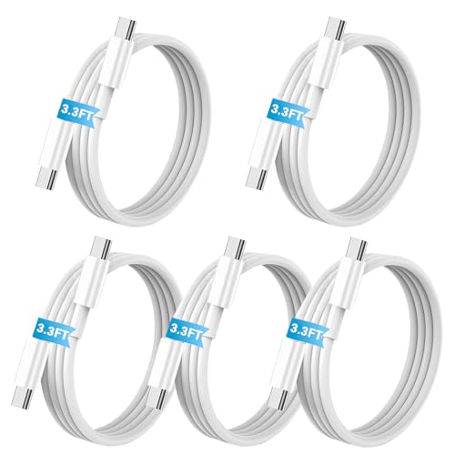 Gartmost [5-Pack] USB C to C 60W Fast Charging Cable, 480 Mbps Data Transfer【5 * 3.3ft】,PD 3.0 Compatible with iPhone 15/16 Plus Pro Pro Max, MacBook Pro/Air, iPad Pro/Air/mini and More（White） - Image 1