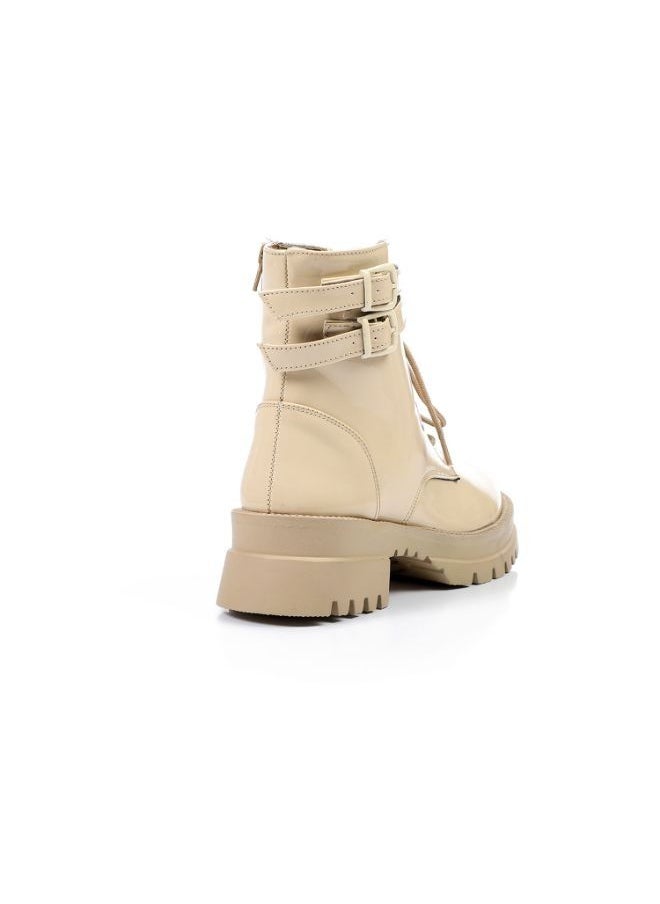 Mr.joe Double Closure Plain Beige Verne Boots  - Image 3