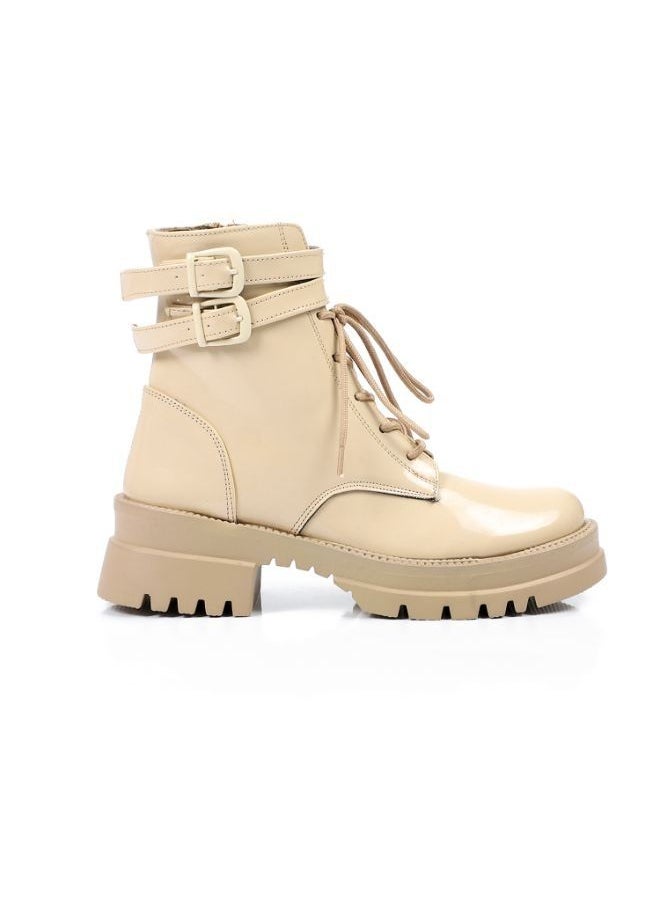 Mr.joe Double Closure Plain Beige Verne Boots  - Image 2
