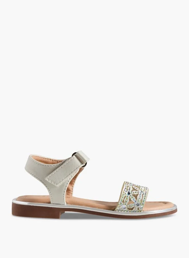 سيليست Girls Embellished Hook & Loop Flat Sandals