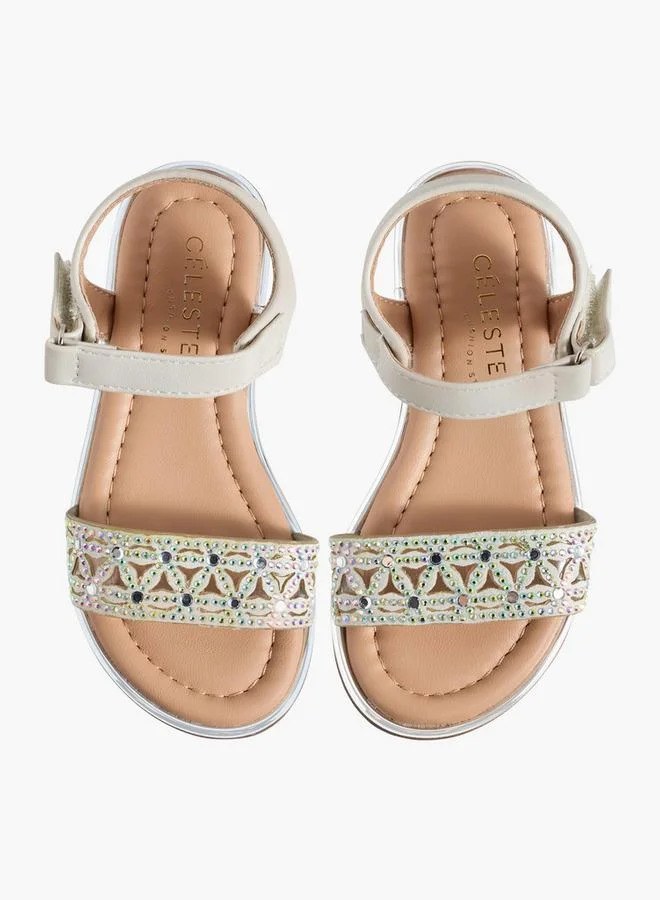 سيليست Girls Embellished Hook & Loop Flat Sandals