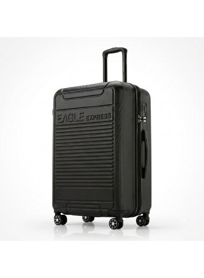 Eagle Express Defender 28 Inch Large Luggage Black, ABS Hard Shell Check-In Trolley Suitcase with Scratch Resistant Design, Silent Double Spinner Wheels, Anti-Theft Zipper, Soft Grip Handles and 2 Year Warranty - Image 1