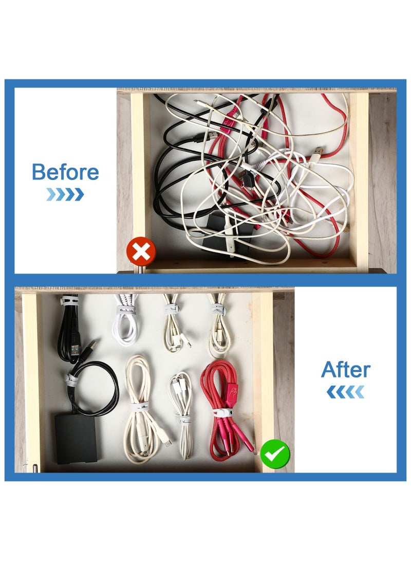 BenQuand 10pcs Silicone Cable Ties，Reusable Cord Silicone Straps， Multipurpose Elastic Cable Organizer for Bundling Fastening Earphone Phone Charger Office Home School - Image 2