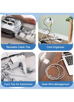 BenQuand 10pcs Silicone Cable Ties，Reusable Cord Silicone Straps， Multipurpose Elastic Cable Organizer for Bundling Fastening Earphone Phone Charger Office Home School  - Image 4