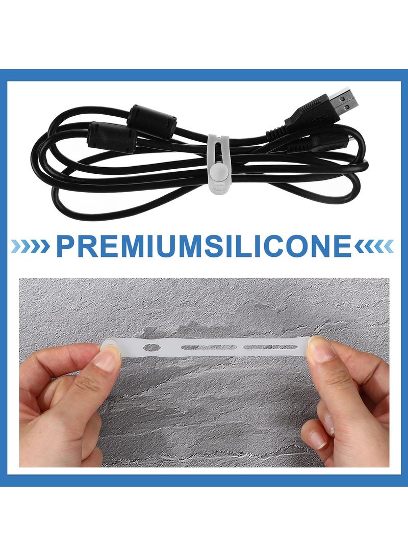 BenQuand 10pcs Silicone Cable Ties，Reusable Cord Silicone Straps， Multipurpose Elastic Cable Organizer for Bundling Fastening Earphone Phone Charger Office Home School - Image 5