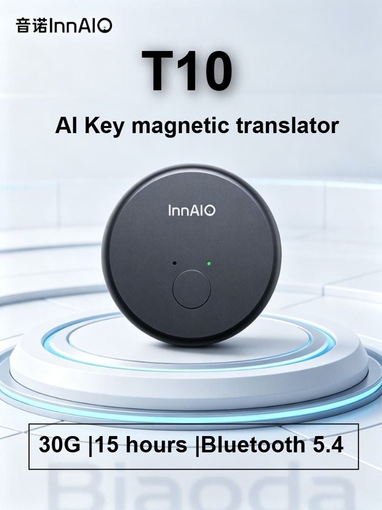 InnAIO T10 AI Magnetic Smart Translator Earbuds, Black - Image 1