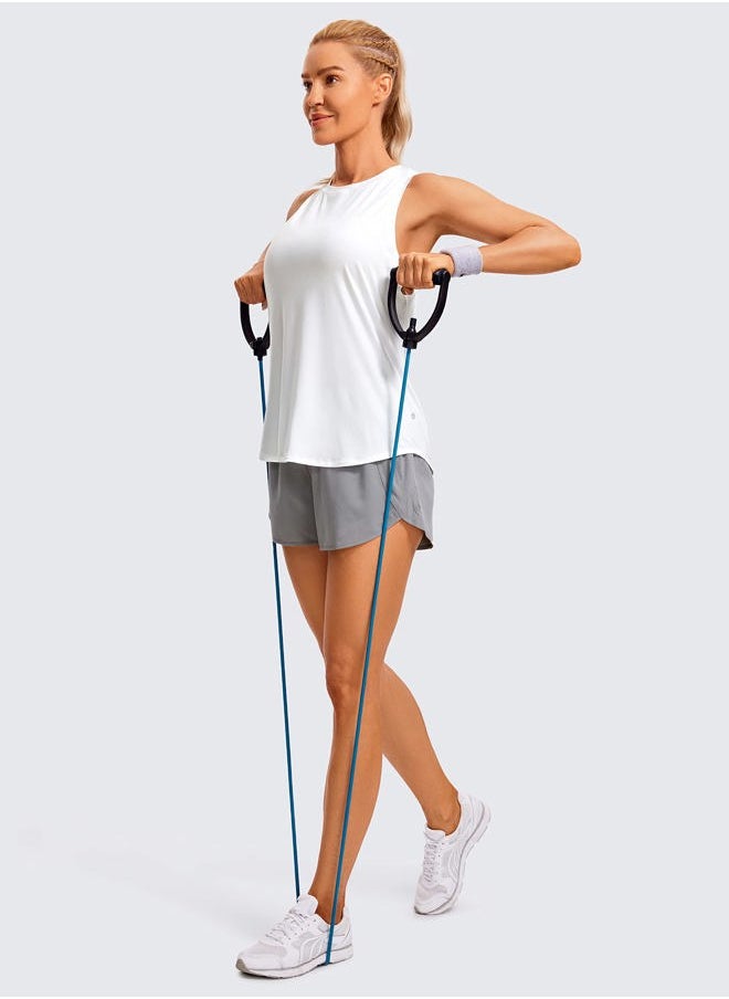 CRZ YOGA Lightweight Racerback Tank Tops for Women High Neck Workout Athletic Running Sleeveless Shirts White Small  - Image 3
