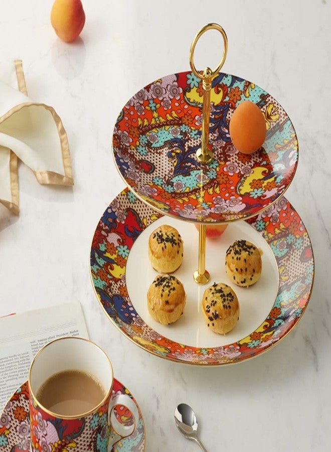 NaRaMax 1Set 3 Tier Heavy Duty Metal Cake Stand Handle Fruit Dessert Cupcake Plate Stand Centre Handle Fitttings Round Hardware Rod Holder with Stylus (Gold) - Image 3