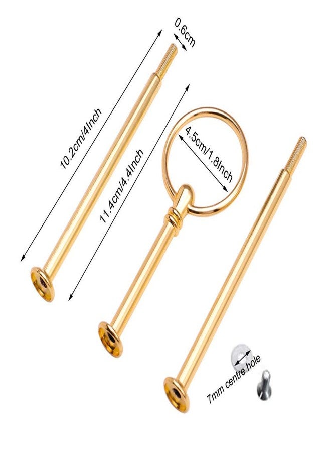 NaRaMax 1Set 3 Tier Heavy Duty Metal Cake Stand Handle Fruit Dessert Cupcake Plate Stand Centre Handle Fitttings Round Hardware Rod Holder with Stylus (Gold) - Image 2