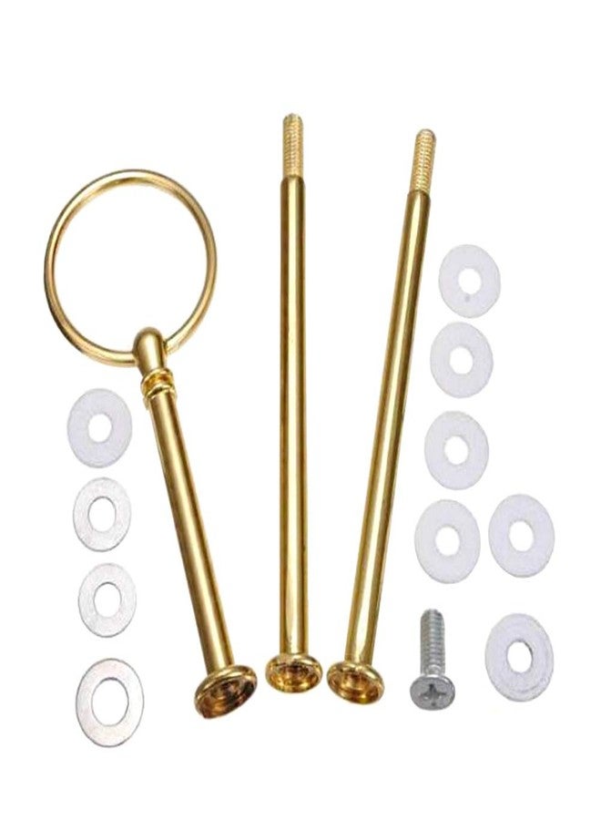 NaRaMax 1Set 3 Tier Heavy Duty Metal Cake Stand Handle Fruit Dessert Cupcake Plate Stand Centre Handle Fitttings Round Hardware Rod Holder with Stylus (Gold) - Image 1