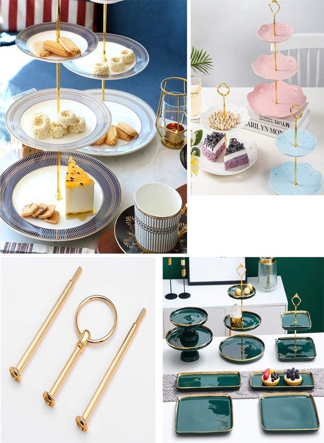 NaRaMax 1Set 3 Tier Heavy Duty Metal Cake Stand Handle Fruit Dessert Cupcake Plate Stand Centre Handle Fitttings Round Hardware Rod Holder with Stylus (Gold) - Image 5