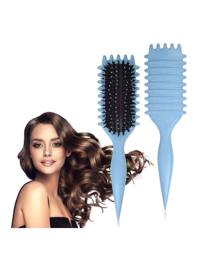 MOMENT Curl Defining Hair Brush, Flash Boar Bristle Styling Brush for Curly Hair, Shaping & Defining Curls for Women, Blue - Image 1