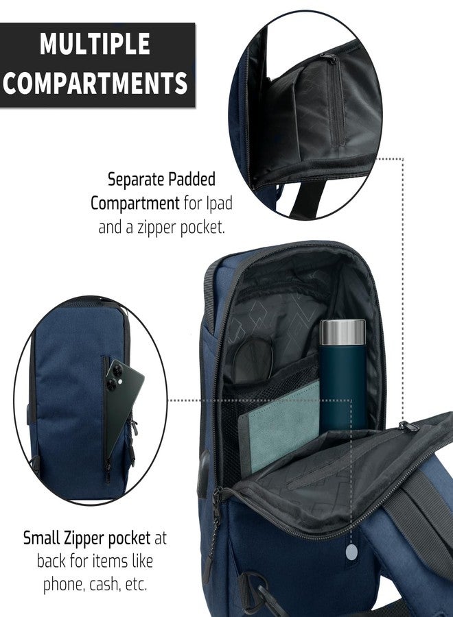 TRAVALATE CrossVent S01 Slim Unisex Crossbody Sling Bag Chest Backpack Shoulder Bag Travel Sling bag with USB Port- Anti-Theft Bag | Blue - Image 5