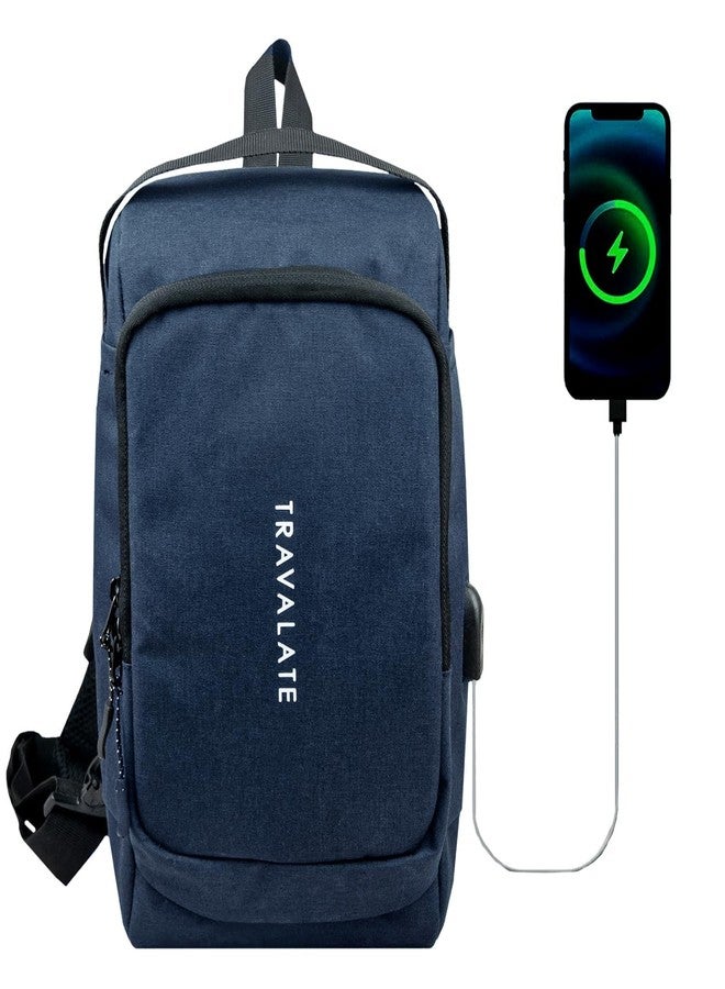 TRAVALATE CrossVent S01 Slim Unisex Crossbody Sling Bag Chest Backpack Shoulder Bag Travel Sling bag with USB Port- Anti-Theft Bag | Blue - Image 2