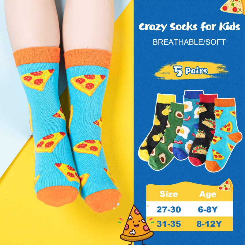 BISOUSOX Crazy Socks for Kids Boys Socks 10-12 Years Old Silly Funny School Dress 6-8 Fun Pizza Sock Birthday Christmas Gift - Image 4