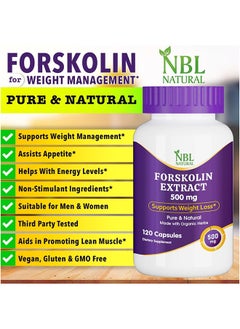 NBL Natural Forskolin Extract 500mg, Metabolism Booster, Cardiovascular, 120 Capsules  - Image 4