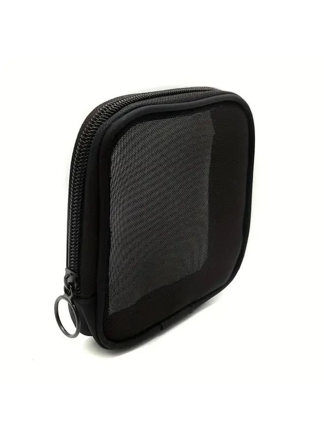 2pcs Black Mesh Nylon Storage Bags With Zipper Portable Mini Makeup And Toiletry Organizers Compact Travel Cosmetic Pouches For Daily Essentials Business Trips And Vacations Secure Closure - Image 5