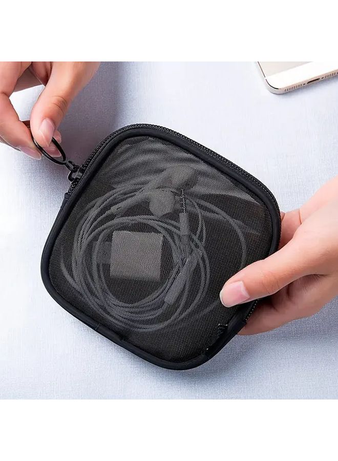 2pcs Black Mesh Nylon Storage Bags With Zipper Portable Mini Makeup And Toiletry Organizers Compact Travel Cosmetic Pouches For Daily Essentials Business Trips And Vacations Secure Closure - Image 3