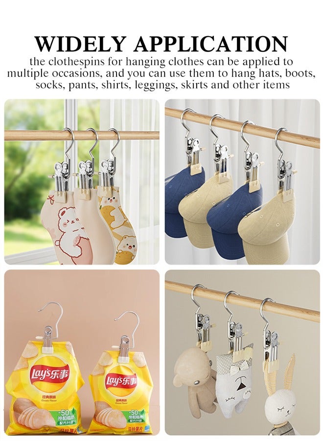 20 Pieces Boot Hanger for Closet, Laundry Hooks with Clips, Boot Holder, Hanging Clips, Portable Multifunctional Hangers Single Clip Space Saving for Jeans, Hats, Tall Boots, Towels（Beige） - Image 5